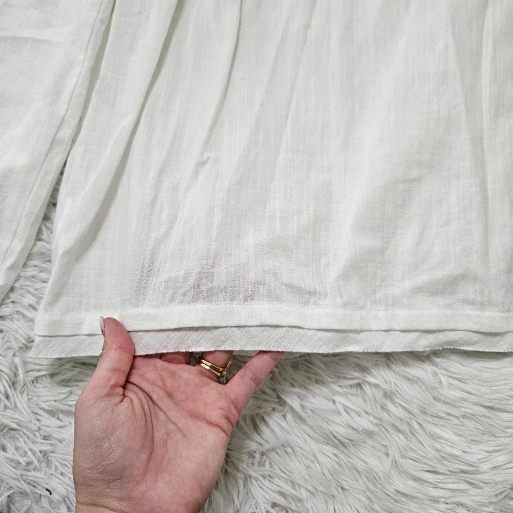 Free‎ People Movement Women's Sz L White 100% Cotton Belted Wide Leg Pants - Picture 4 of 15